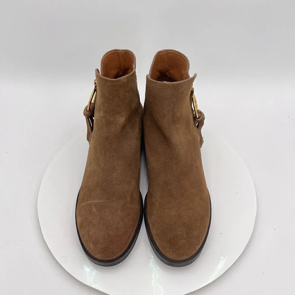 See By Chloe Women Size Eu 39.5 US 9.5 Brown Suede Leather Side Zip Ankle Boot